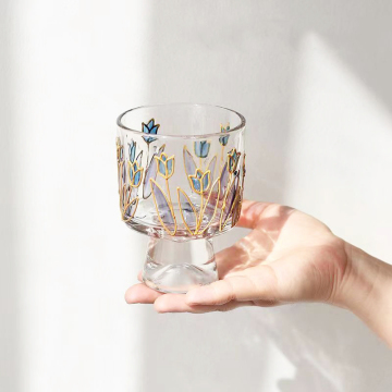 Elegant Vintage Colored Wine Glasses with Embossed Design for Parties and Coffee Cups