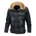 Herren Jeansjacke mit Pelzkragen für den Winter