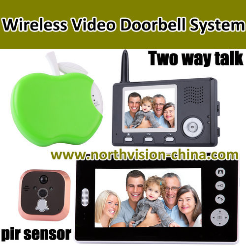 3.5inch+7inch Wireless Video Door Phone, 1camera with 2 Monitor, Take Photo, Two Way Talk, PIR Sensor, Doobell (W004)