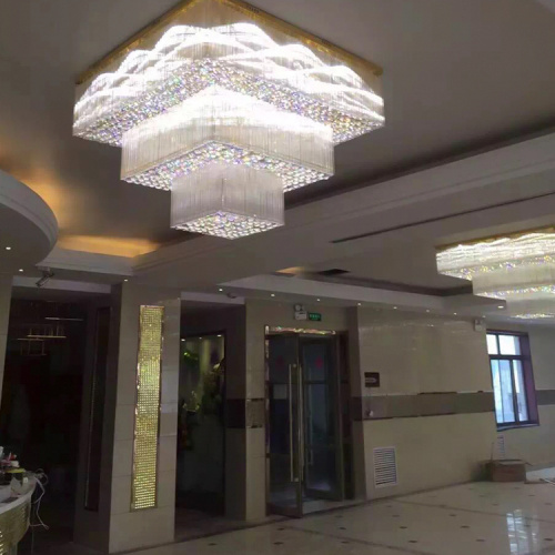 Hotel restaurant gold crystal modern led ceiling light