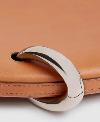 Camel Brown Oval Handle Shoulder Bag