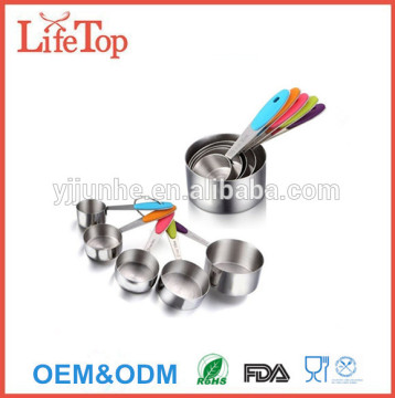 Soft Silicone Handle Stainless Steel Measuring Cups and Spoons Set 10pcs