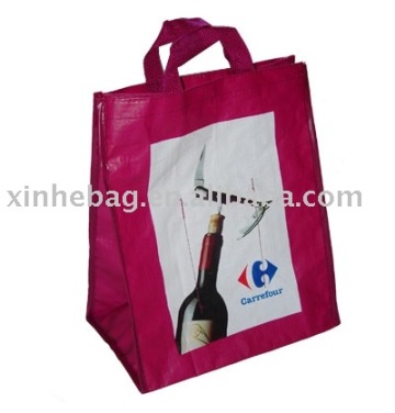 recycled pp woven lamination bag, handle shopping woven bag