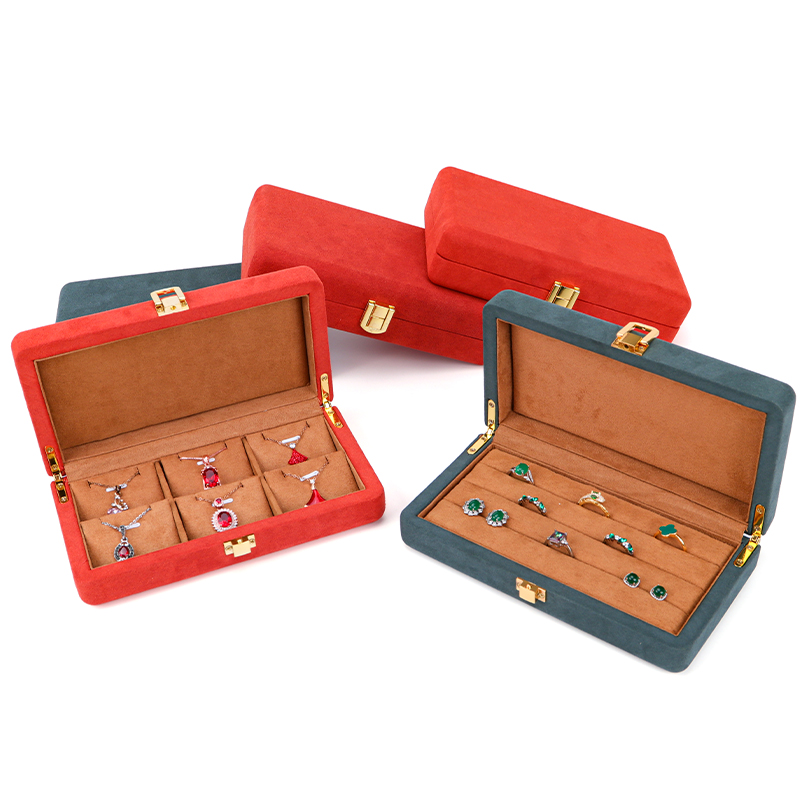 Luxury Custom Orange Microfiber Leather Jewelry Storage box