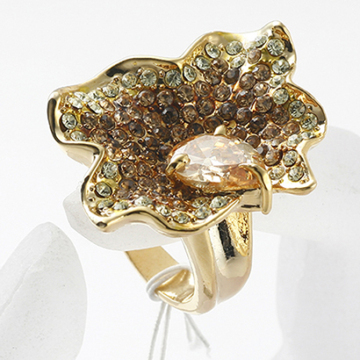 Fashion Sweet champagne flower Cubic zircon crystal finger rings jewelry wholesale rhinestone gold plated rings !AAA!!