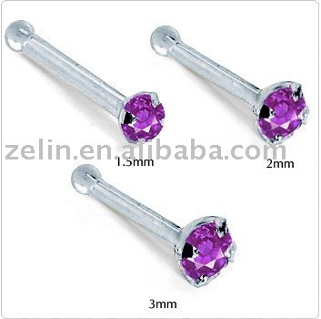 white gold bone nose ring body jewelry