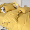 Factory stone washed cotton bedsheets linen bedding set