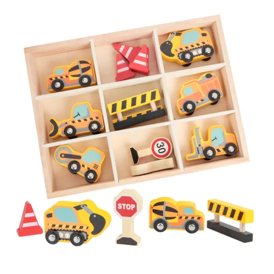 Wooden Toddler Learning Car Toys: Emergency Vehicle Play Set with 9pcs Transportation & Signs