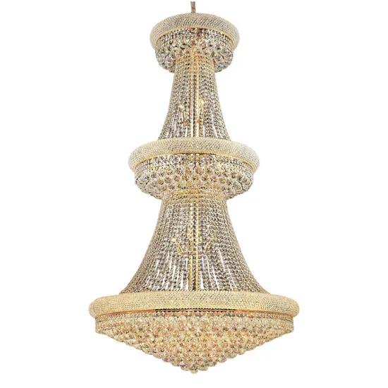 Luxury Modern Empire Crystal Chandelier for High Ceilings - Gold Crystal Chandelier Foyer Decoration
