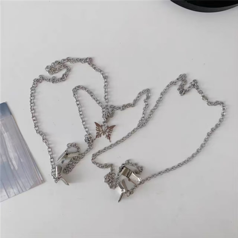Functional Wind Butterfly Strap Chain Children's Decoration JK Hip Hop Street Men's Shirt Metal Accessories Ins Trendy