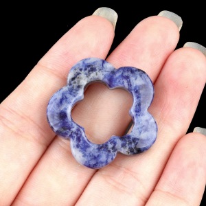 Sodalite 30mm Hollow Plum Blossom Pendant & Ornament for Home Decoration Handmade Craved Stone Solar