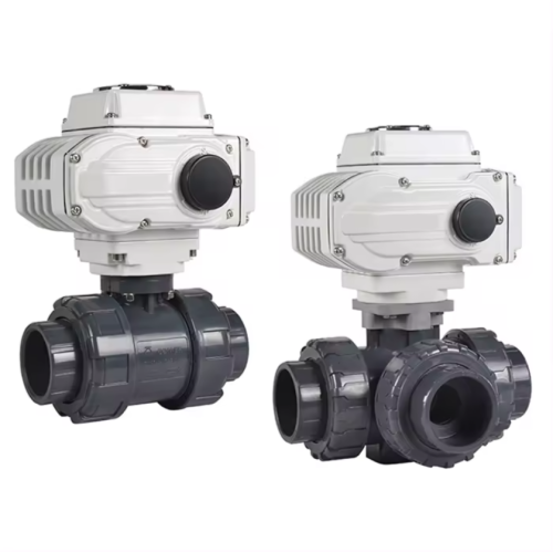 Plastic Upvc 3 Way Ball Valve Electric Actuator