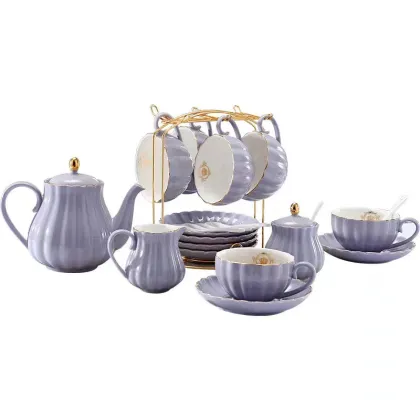 Elegant Black Bone China Coffee Cup and Tea Set - Solid Color Ceramic Afternoon Tea Set