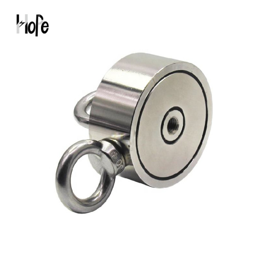 Small ring magnet with countersunk hole and eyebolt
