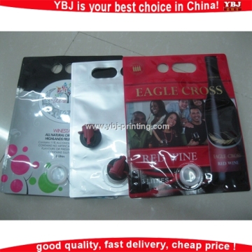 Custom Stand up pouch red wine/juice/oil bag with spout tap