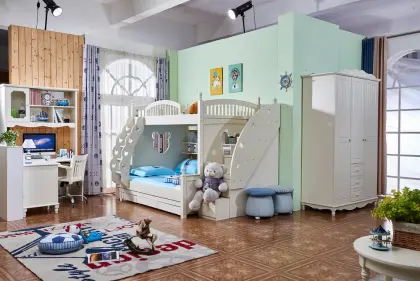 Modern Kids Wood Bunk Bed Triple