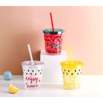 double-layer plastic anti-drop water cup cute drink cup