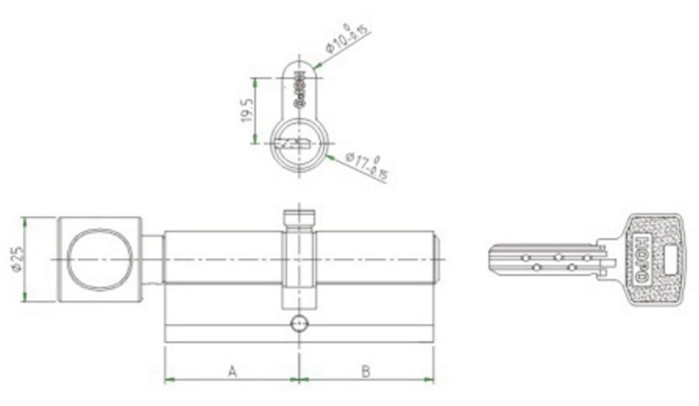 Office or Room Door Cylinder, High Quality Cylinder of Lever Door Lock, Stainless Steel 304 Mortise Door Lock Drawing