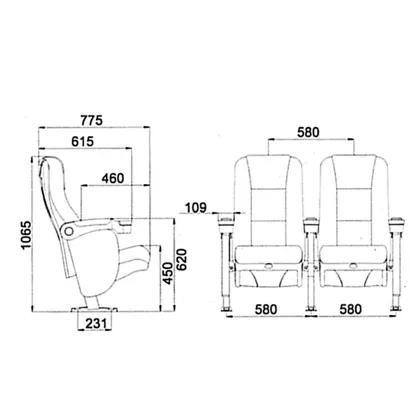 Cinema Conference Chair with Cup Holder - Foshan Chair Seat Parts