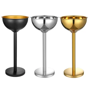 Stainless Steel Tall Ice Bucket with Stand - Easy Clean & Move for Outdoors