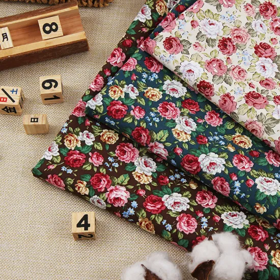 Wholesale 100% Cotton Rose Print Fabric for Women's Clothing