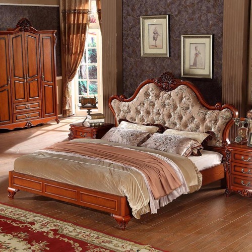 Malaysia latest style solid wood fabric beds bedroom furniture designs