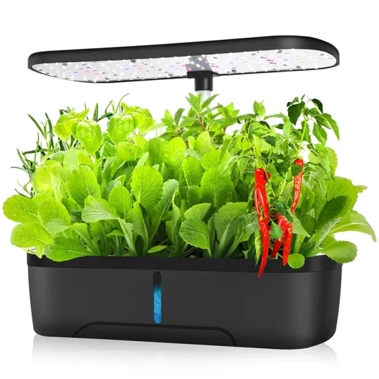 Indoor Hydroponic Farming: Smart LED Vertical Grow Light System in Square Container Pots