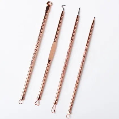 4PCS Stainless Steel Tool Rose Gold Blackhead Remover Set - Blackhead Remover Kit