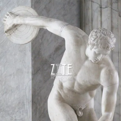 Indoor outdoor decoration greek figure marble discus throwers statue