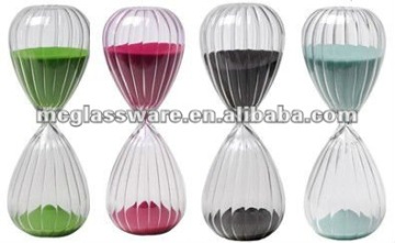 Handmade 10" ribbed hour glass with color sand