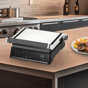 New 2000W 4-Slice Contact Grill with Digital Touch Screen BBQ Machine - Stainless Steel, Non-Stick Coated