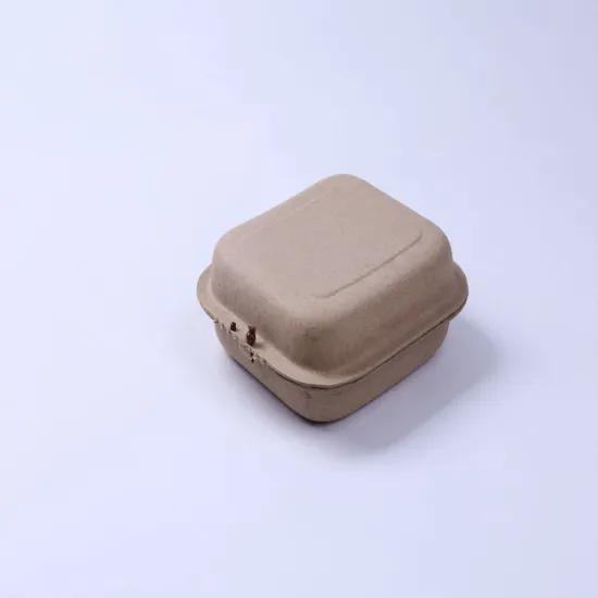 Disposable compostable recycle paper pulp clamshell food box