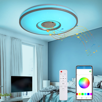 Smart LED Music Ceiling Light - Dimmable 36W Color PVC Iron Contemporary Bluetooth Bulb with Speaker (70 RGB)