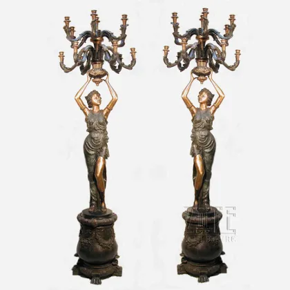 Fine Workmanship metal crafts bronze lady sculpture lamps