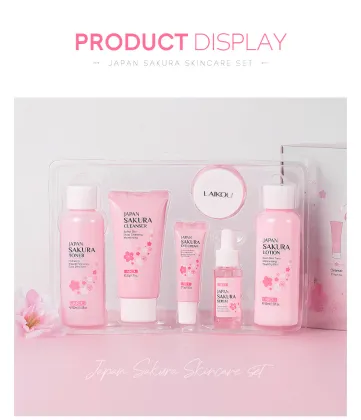 LAIKOU 6Pcs Sakura Skin Care Set: Moisturizing Creams and Cleanser