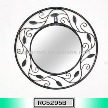 Decorative Franklin Round Mirror in Antique Brown Leaf