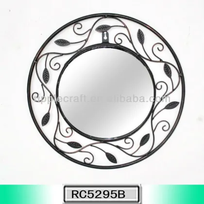 Decorative Franklin Round Mirror in Antique Brown Leaf