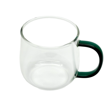 Copa de vidrio transparente con manija verde - Té de vidrio de borosilicato alto y taza de café