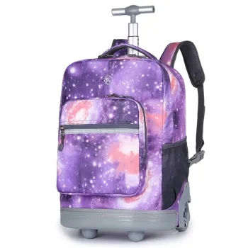 Unisex Junior High School Trolley Backpacks: Stylish Travel Bags with Zipper for Students, Men, and Women