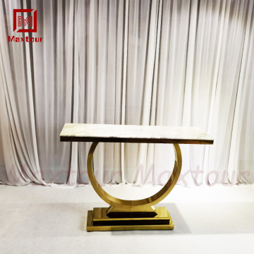 Hot Sale Gold Stainless Steel Rectangular Marble Console Table