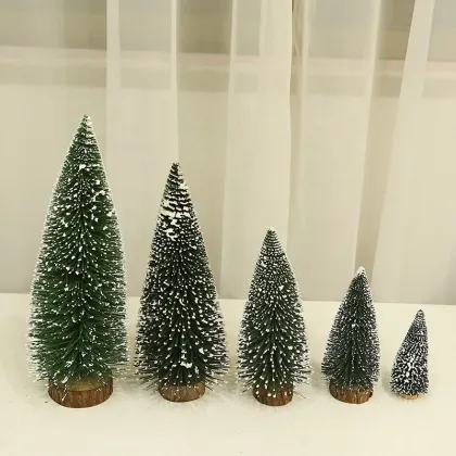 DIY White Cedar Mini Christmas Trees and Pine Needle Ornaments for Tabletop Decorations