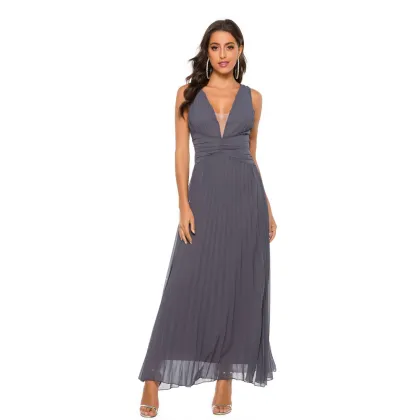 Club Pleated Middle Sleeve chiffon lace Long skirt