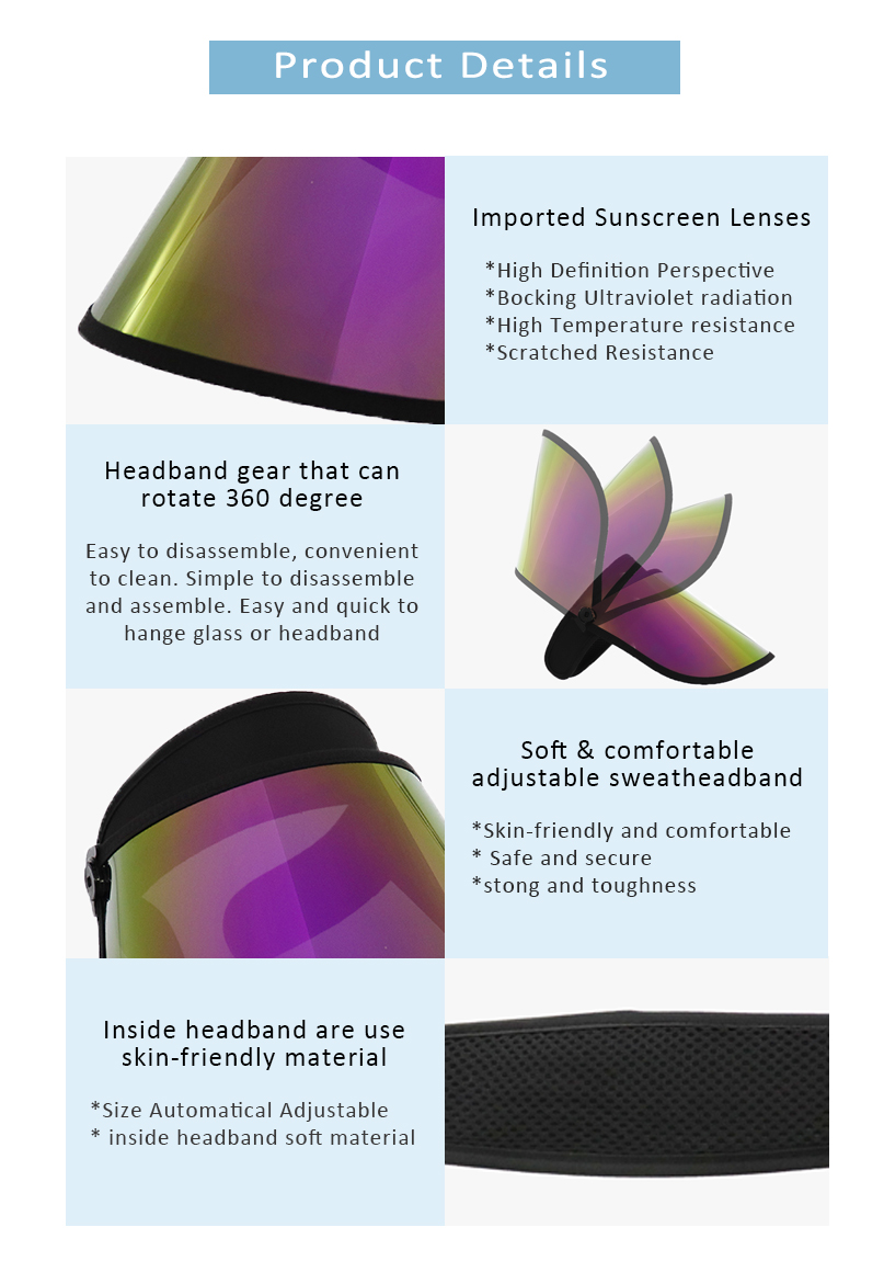Purple Sun Visor Face Shield Supplier Sun Visor