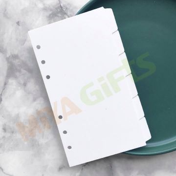 Custom Plastic A6 White Opaque Tab Divider Set for Ring Binder Planner with Clear Stickers