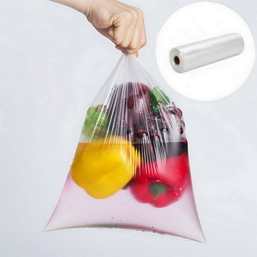 Plastic Supermarket Flat Top Open Grocery Produce Bag on Roll