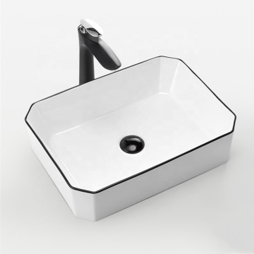Glossy White Ceramic Above Counter Hand Basin for Bathroom