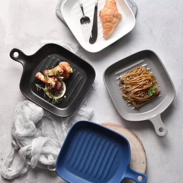Hot Selling Western Square Shape Ceramic Baking Plate for Dinner