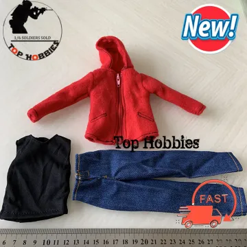 1/6 Scale Action Figure Accessory Red Jacket Coat Vest Jeans Pants Clothes Suit For 12Inch Doll Body Figure Toy Gift Can Colle