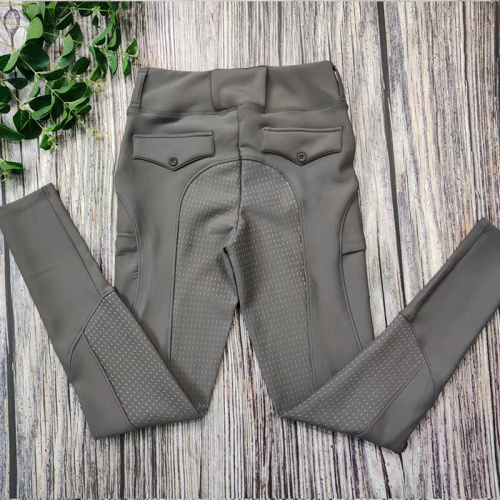 Gray Full Grips Equestrian Breeches Women Pocket