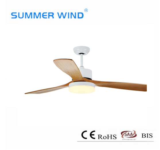 Hot sale solid wood blade ceiling fan light